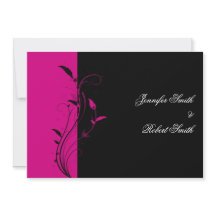 Einladung zur Hochzeit in Fuchsia und Schwarzflora