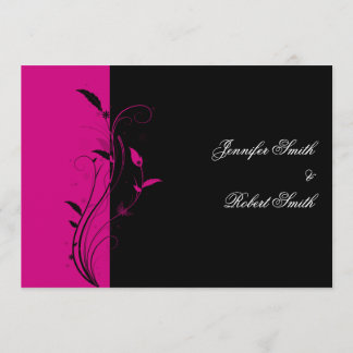 Einladung zur Hochzeit in Fuchsia und Schwarzflora