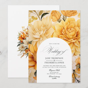 Einladung zur Hochzeit in Gelb, Orange und Elfenbe