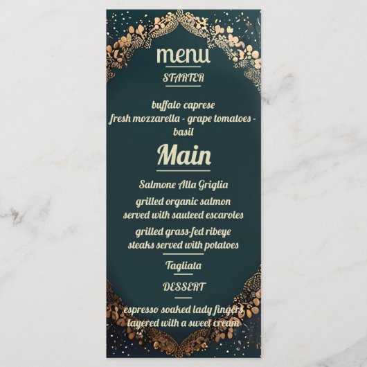 Einladung zur Hochzeit in Gold Floral (Vorderseite)