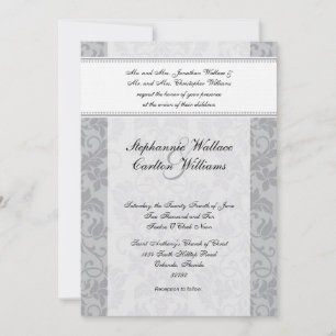 Einladung zur Hochzeit in Grau Damask
