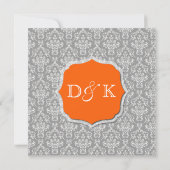 Einladung zur Hochzeit in Grau und Orange (Rückseite)