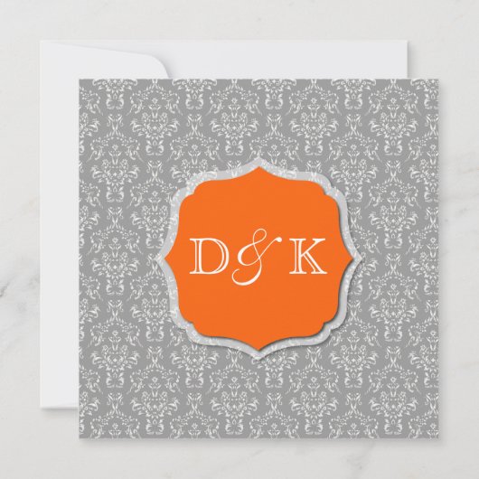 Einladung zur Hochzeit in Grau und Orange (Rückseite)