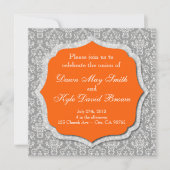 Einladung zur Hochzeit in Grau und Orange (Vorderseite)
