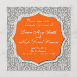 Einladung zur Hochzeit in Grau und Orange