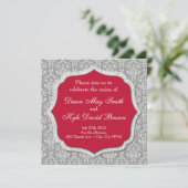 Einladung zur Hochzeit in Grau und Rot (Stehend Vorderseite)