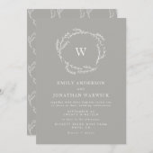 Einladung zur Hochzeit in Grau und Weiß (Vorne/Hinten)