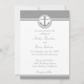 Einladung zur Hochzeit in Gray Nautical Anchor (Vorderseite)