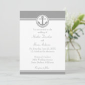 Einladung zur Hochzeit in Gray Nautical Anchor (Stehend Vorderseite)