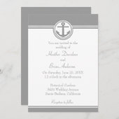 Einladung zur Hochzeit in Gray Nautical Anchor (Vorne/Hinten)