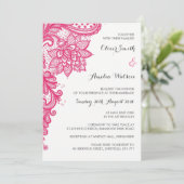Einladung zur Hochzeit in heißen rosa Spitzen (Stehend Vorderseite)
