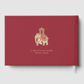 Einladung zur Hochzeit in Indien, Rot, Gold, Ganes Gästebuch (Rückseite)