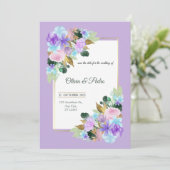 Einladung zur Hochzeit in Lavanderfarbe (Stehend Vorderseite)