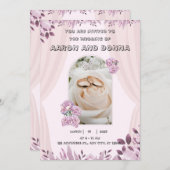 Einladung zur Hochzeit in lila rosa Farbe (Vorne/Hinten)