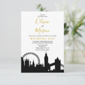 Einladung zur Hochzeit in London Skyline Cityscape (Stehend Vorderseite)