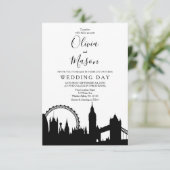 Einladung zur Hochzeit in London Skyline Cityscape (Stehend Vorderseite)