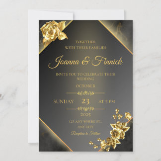 Einladung zur Hochzeit in Luxury Black and Gold | 