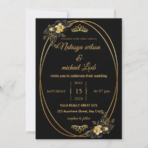 Einladung zur Hochzeit in Luxury Black & Gold