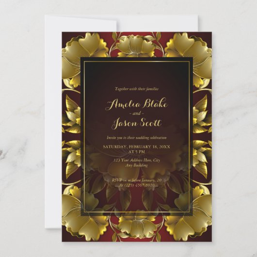 Einladung zur Hochzeit in Luxury Gold Gravur (Vorderseite)