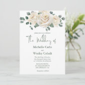 Einladung zur Hochzeit in Minimalistischer Weiß un (Stehend Vorderseite)