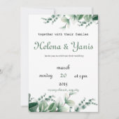 Einladung zur Hochzeit in modernem Grün (Vorderseite)
