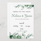 Einladung zur Hochzeit in modernem Grün (Vorne/Hinten)