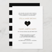 Einladung zur Hochzeit in modernem Schwarz-Weiß-He (Vorne/Hinten)