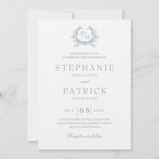 Einladung zur Hochzeit in Monogramm-Schriftzeichen (Vorderseite)