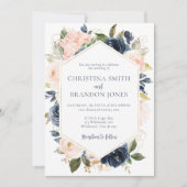 Einladung zur Hochzeit in Navy Blue und Blush Pink (Vorderseite)