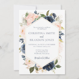 Einladung zur Hochzeit in Navy Blue und Blush Pink