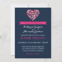 Einladung zur Hochzeit in Navy Blue und Pink Liebe