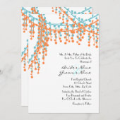 Einladung zur Hochzeit in Orange und Blau (Vorne/Hinten)