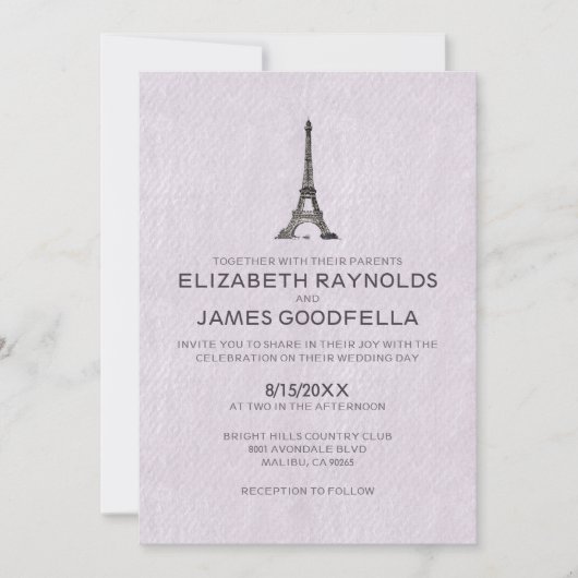 Einladung zur Hochzeit in Paris (Vorderseite)