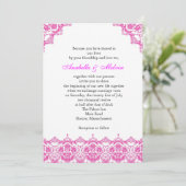 Einladung zur Hochzeit in Pink Lace (Stehend Vorderseite)