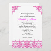 Einladung zur Hochzeit in Pink Lace (Vorne/Hinten)