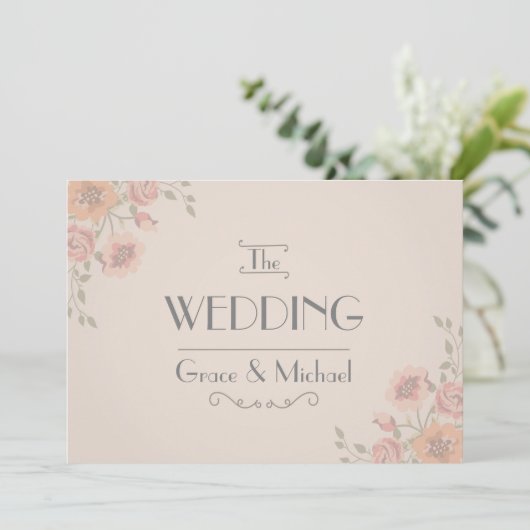 Einladung zur Hochzeit in Postkartenstil-Blume (Stehend Vorderseite)