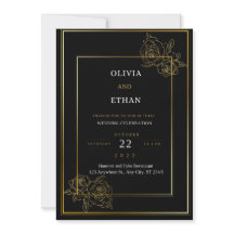 Einladung zur Hochzeit in Premium Black and Gold