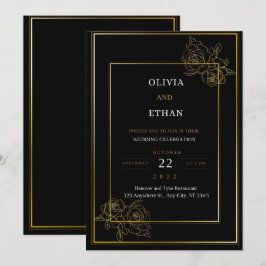 Einladung zur Hochzeit in Premium Black and Gold