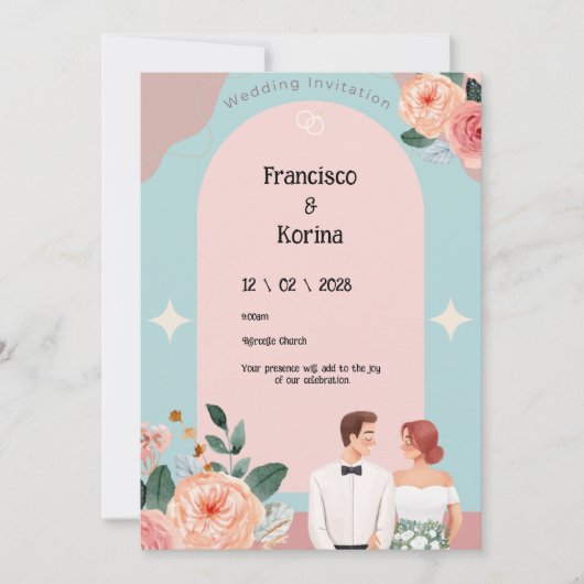 Einladung zur Hochzeit in Rosa (Vorderseite)