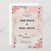 Einladung zur Hochzeit in Rosa (Vorne/Hinten)