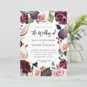 Einladung zur Hochzeit in Rosa, Bordeaux und Feige (Stehend Vorderseite)