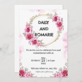 Einladung zur Hochzeit in Rosa Gold (Vorne/Hinten)