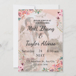Einladung zur Hochzeit in Rosa, Personalisiert