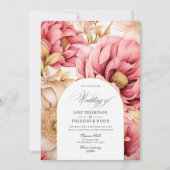 Einladung zur Hochzeit in Rosa und Gold (Vorderseite)