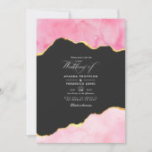 Einladung zur Hochzeit in Rosa und Gold (Vorderseite)