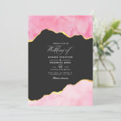 Einladung zur Hochzeit in Rosa und Gold (Stehend Vorderseite)