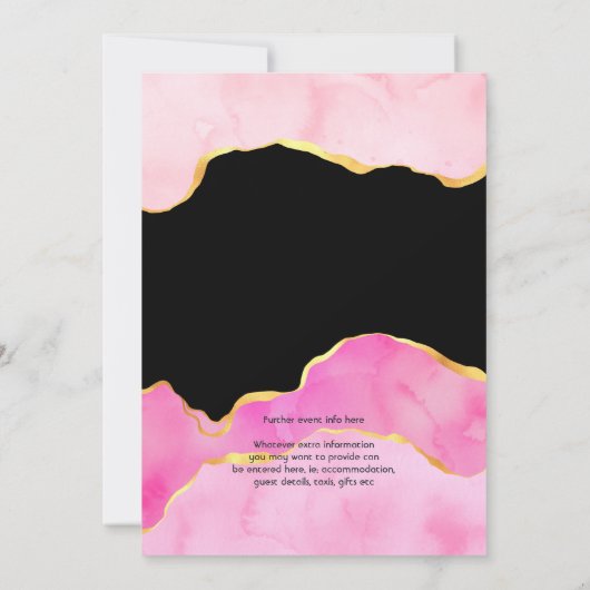 Einladung zur Hochzeit in Rosa und Gold (Rückseite)