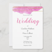 Einladung zur Hochzeit in Rosa und Gold (Vorderseite)