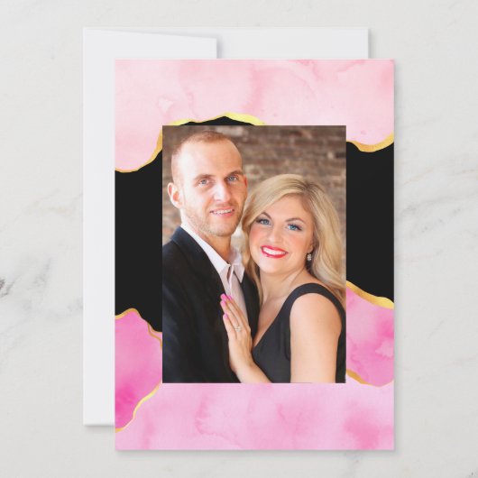 Einladung zur Hochzeit in Rosa und Gold (Rückseite)