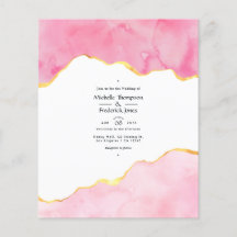 Einladung zur Hochzeit in Rosa und Gold